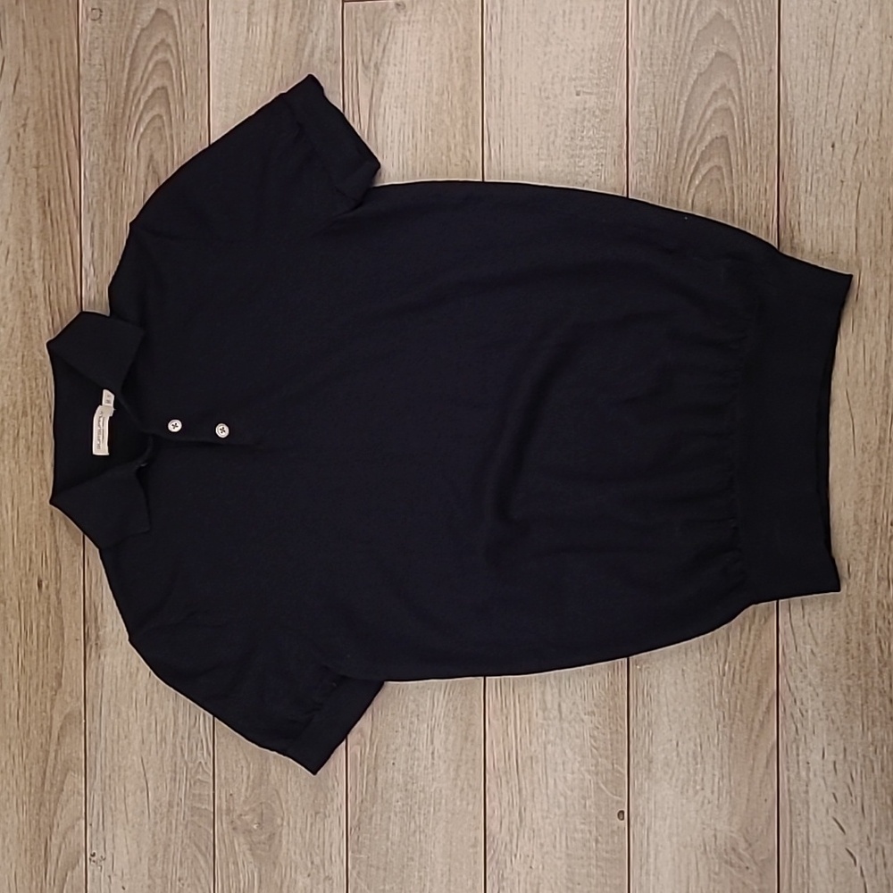 SUITSUPPLY Dark Navy Blue Weave Merino Wool Tapered Small Mens Polo Shirt